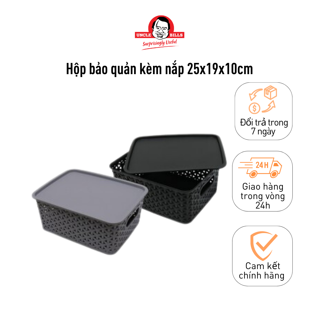 Giỏ Đựng Đồ Có Nắp Đậy 25x19x10cm Uncle Bills US2498