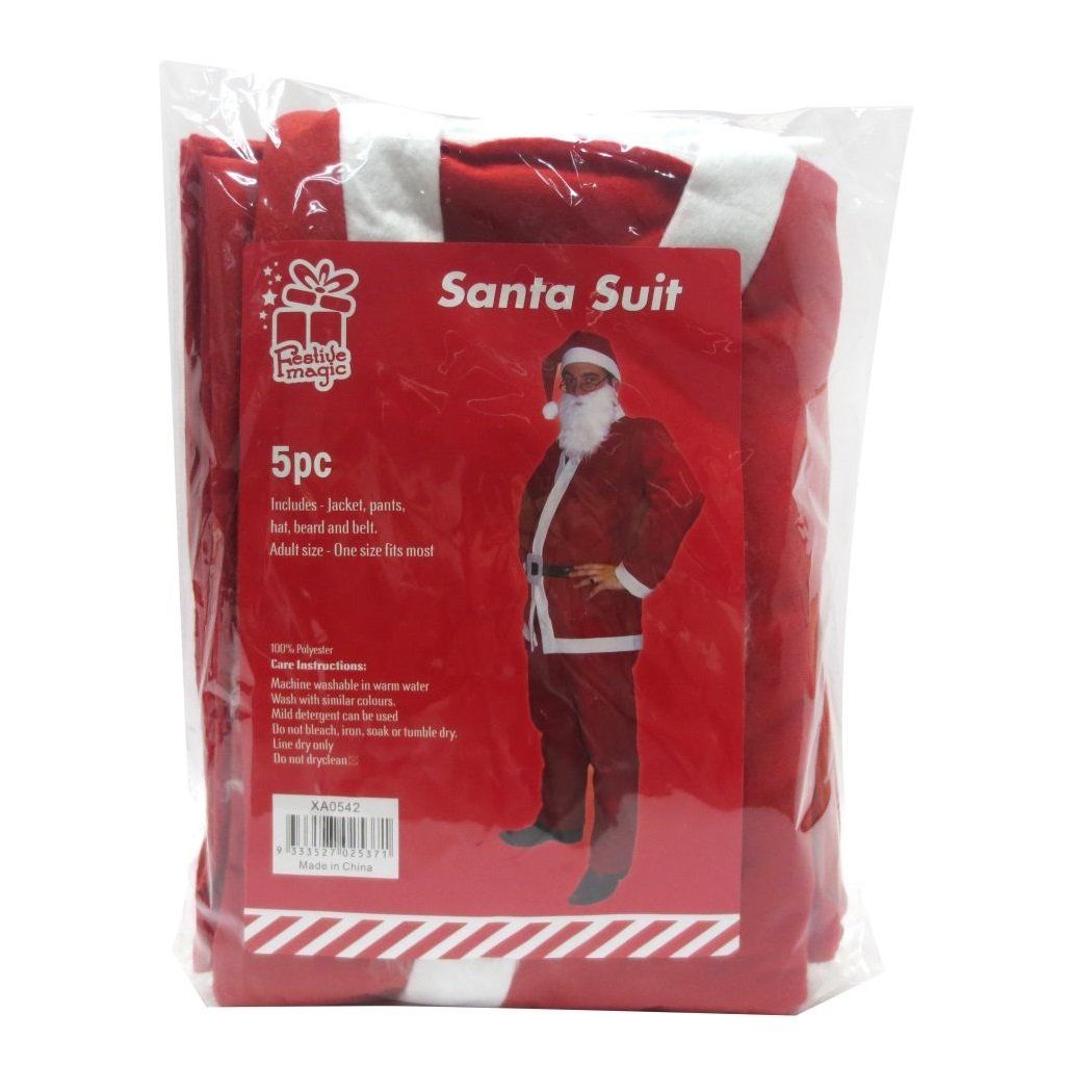 Xmas Santa Suit 5pc Adult  Uncle Bills XA0542