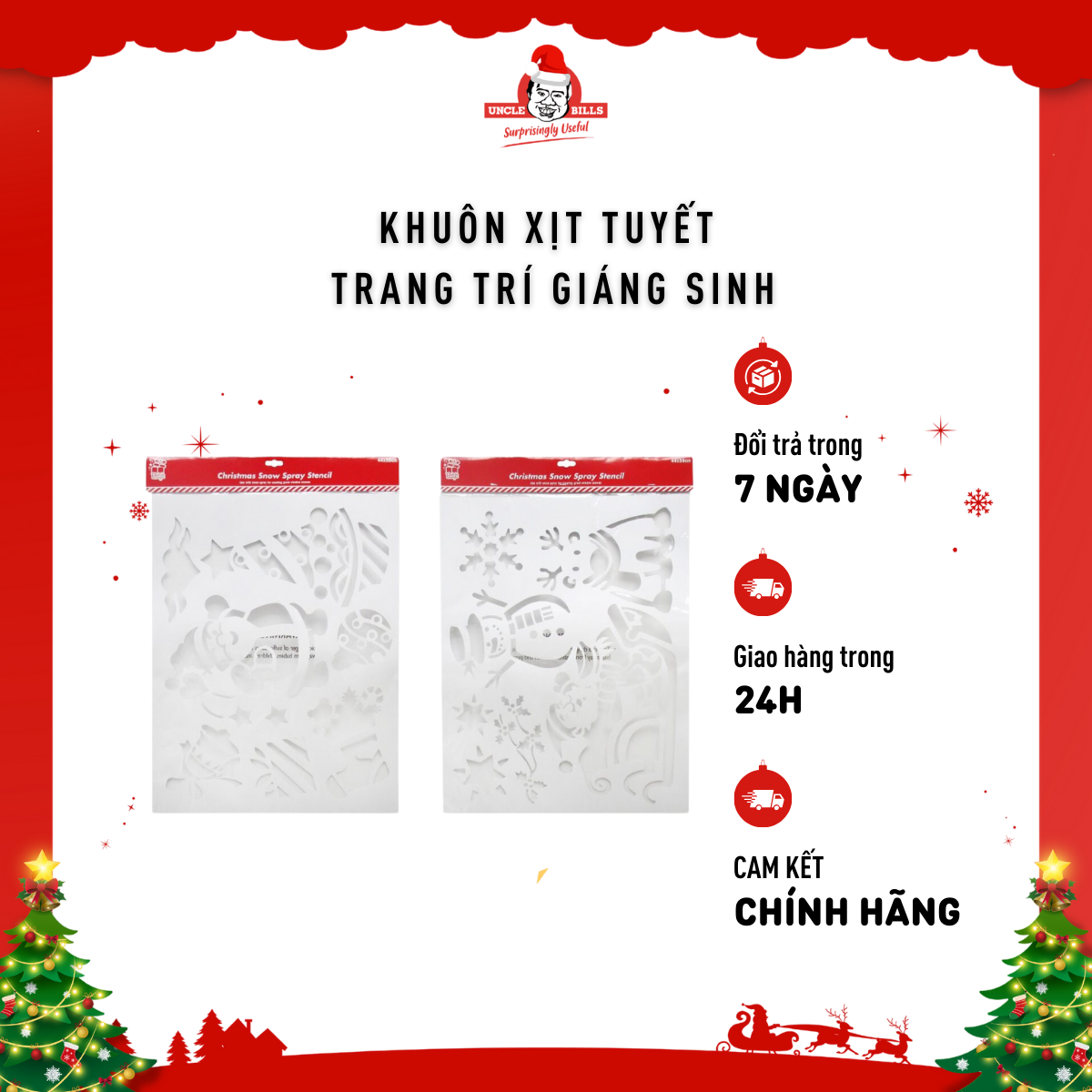 Khung vẽ trang trí Noel lớn Uncle Bills XA2809 - Giao ngẫu nhiên