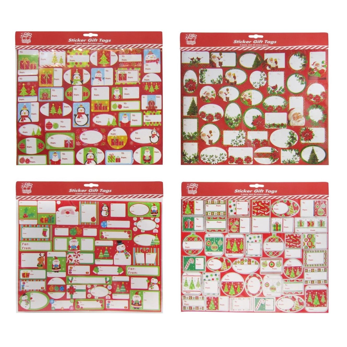 Xmas Sticky Tags 30x24cm 2 Sheets Uncle Bills XA4520