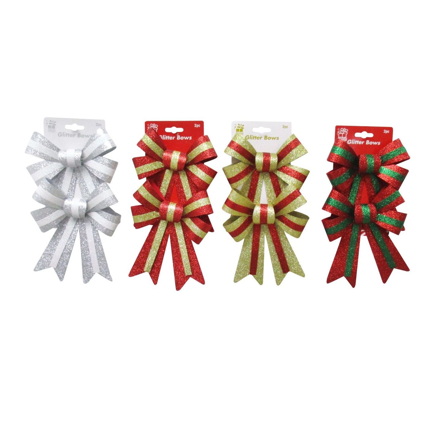 Bow Glitter with Stripe 2pk MED Uncle Bills XA5402