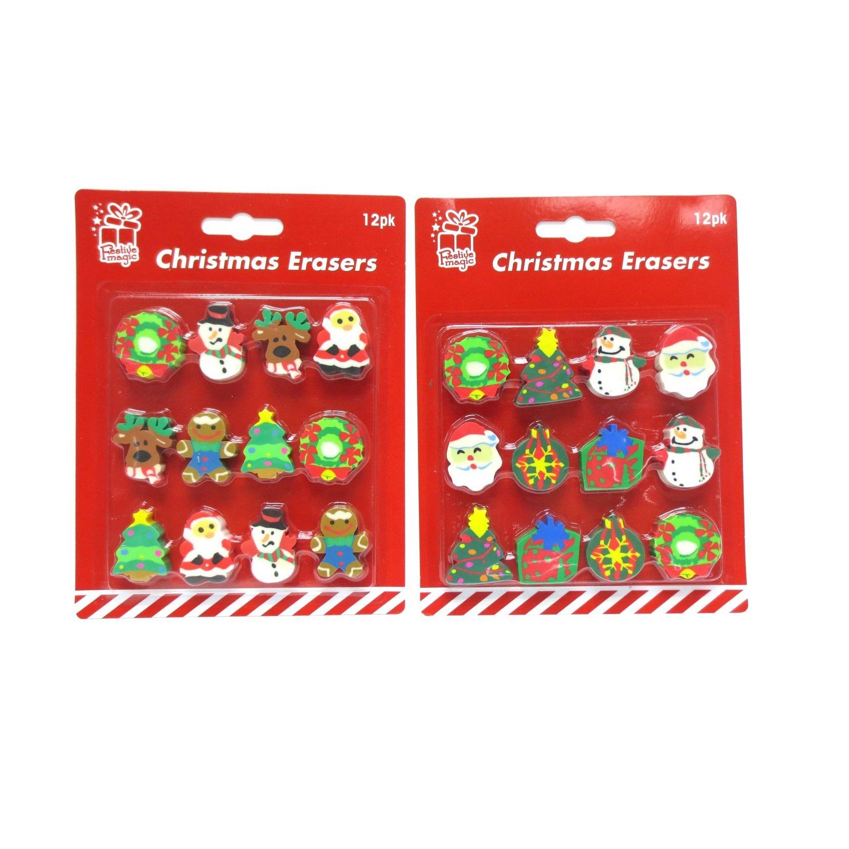 Xmas Eraser 10mm 12pc 3asst Uncle Bills XA6263