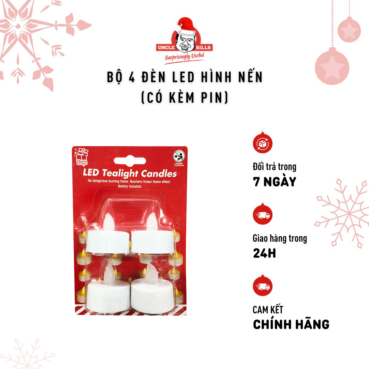 Nến Led 4 cái/bộ Uncle Bills XA7578