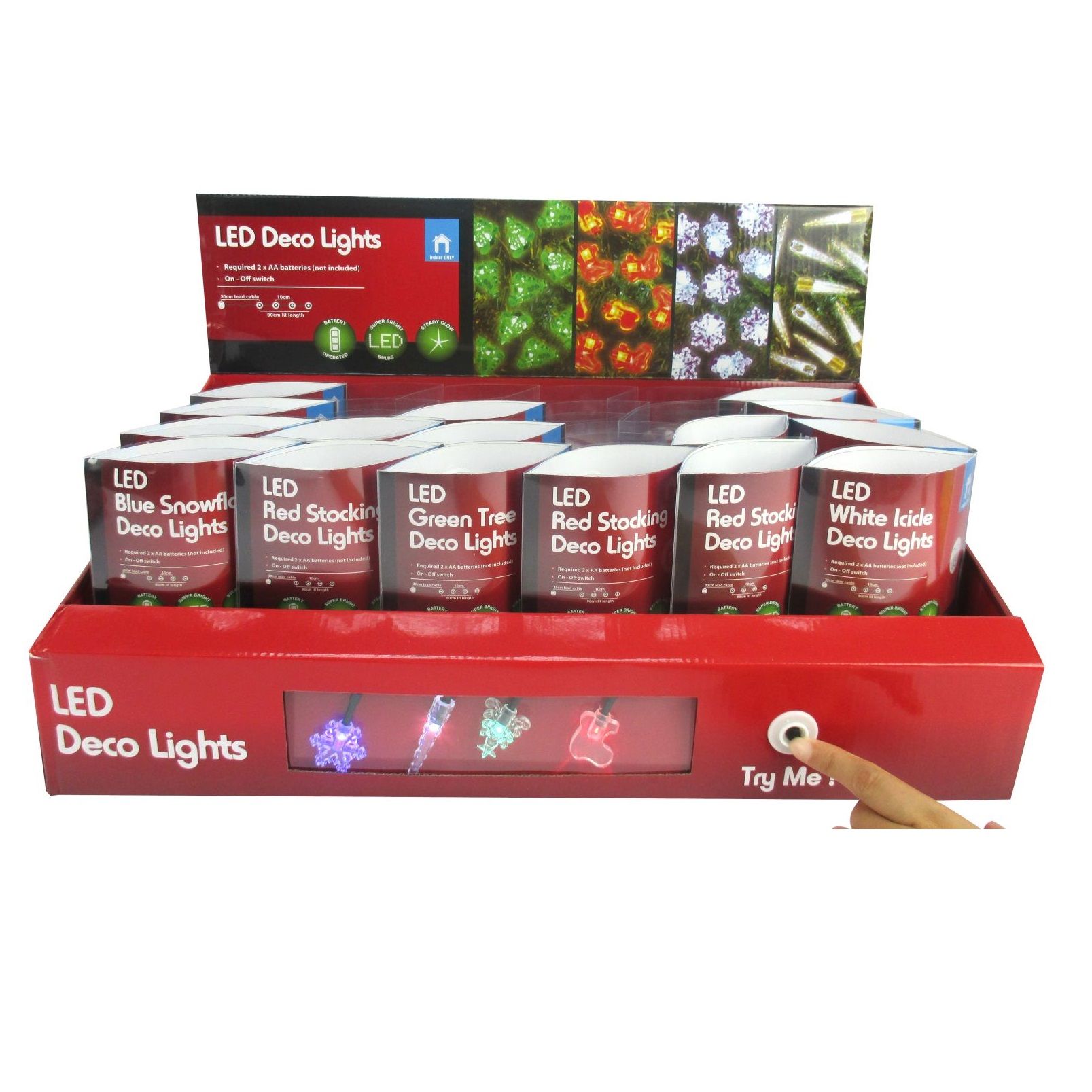 LED Deco Lights B/O 10pc 4asst Uncle Bills XA7892