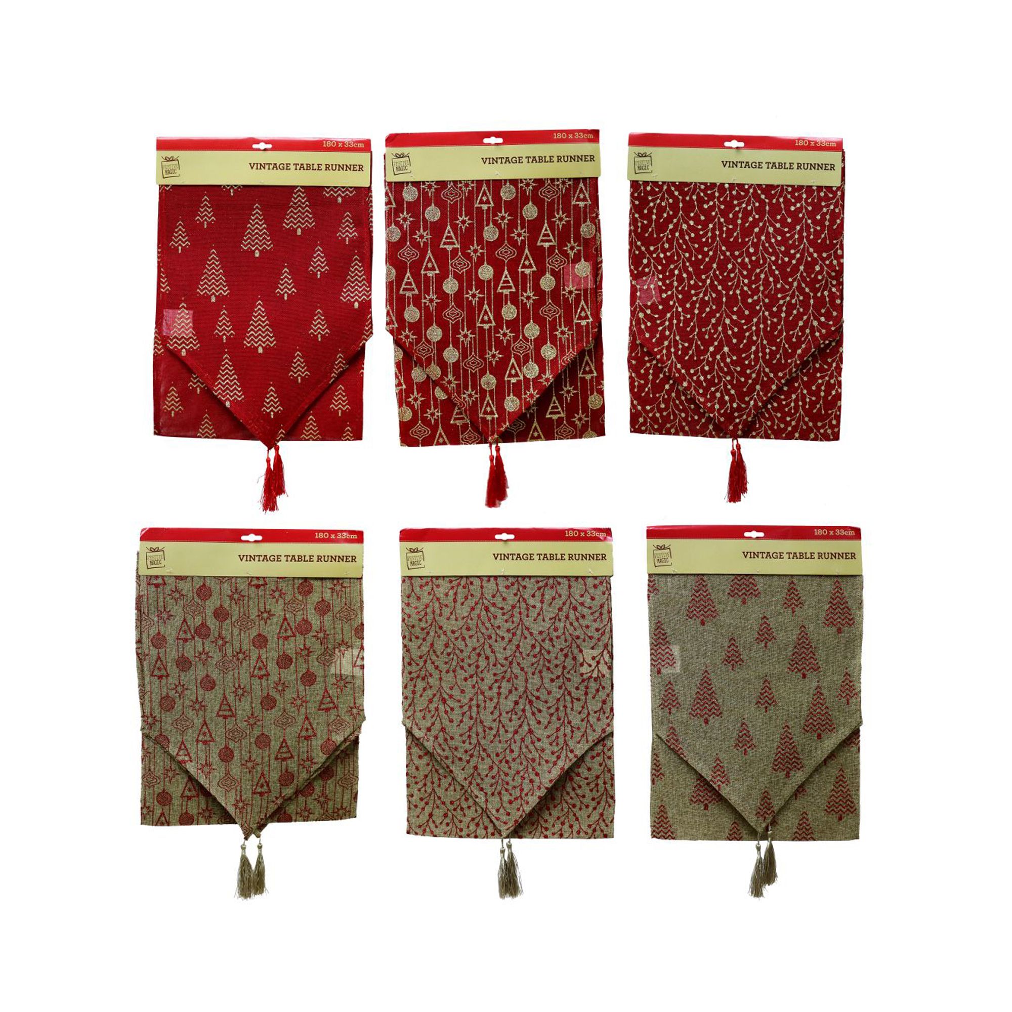 RUNNER GLITT BURLAP 180cm 6asst Uncle Bills XA8538