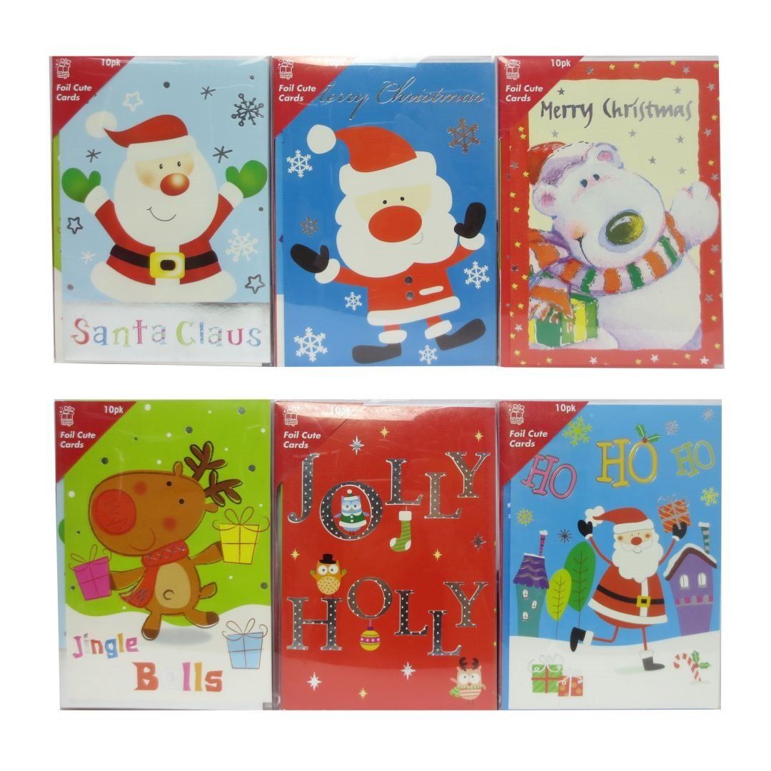 Xmas Cards Foil 10pc Cute Uncle Bills XA8552