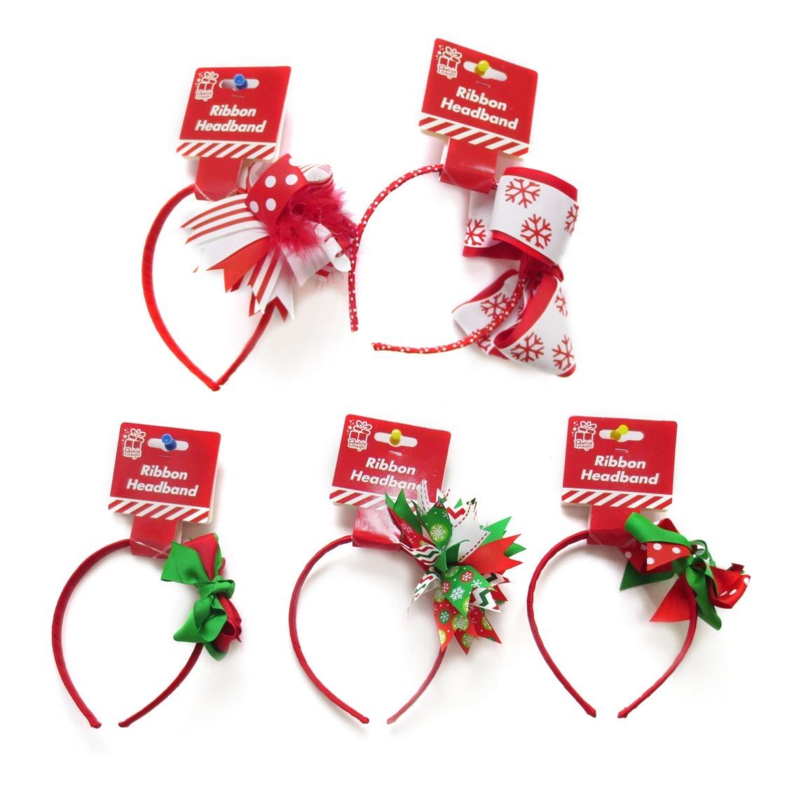 Xmas Headband with Ribbon 6asst Uncle Bills XA8618