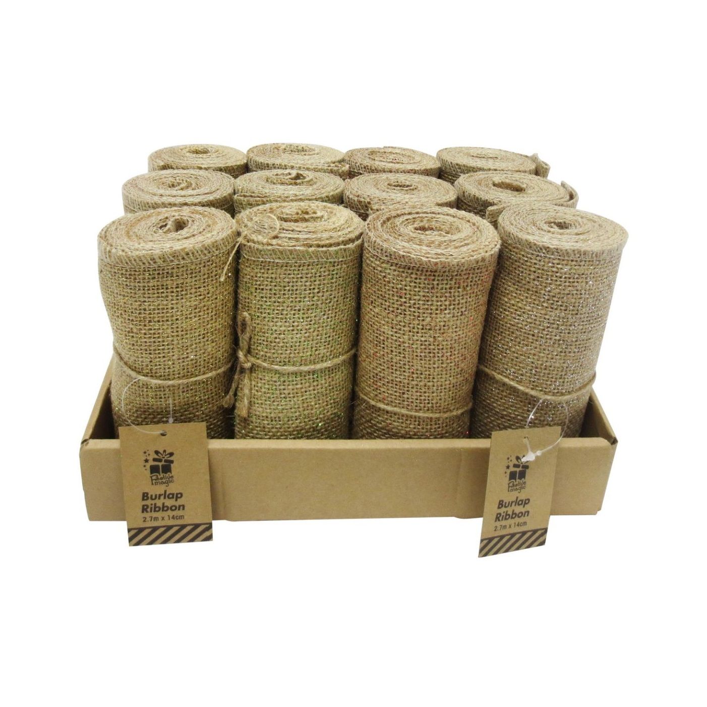 Jute Ribbon Glitter Dust 14cm x 2.7m Uncle Bills XA9796