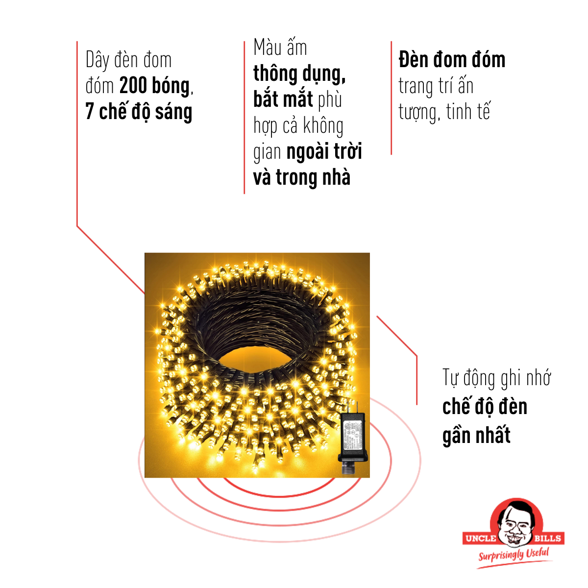 Đèn Led Ánh Sáng Trắng Ấm Uncle Bills XB0829