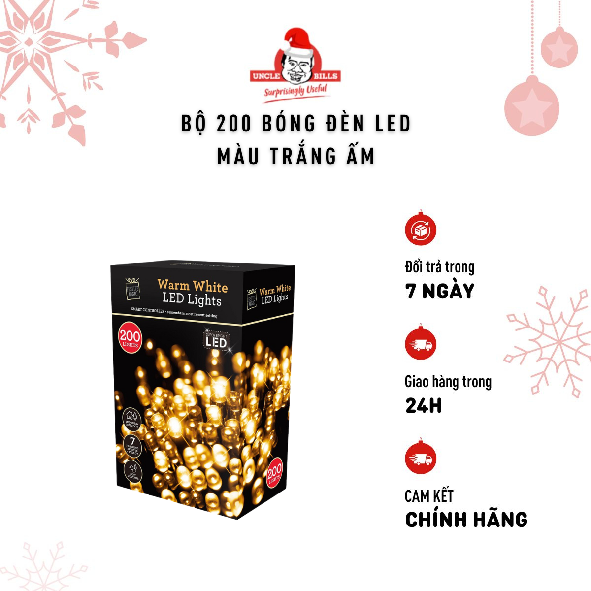 Đèn Led Ánh Sáng Trắng Ấm Uncle Bills XB0829
