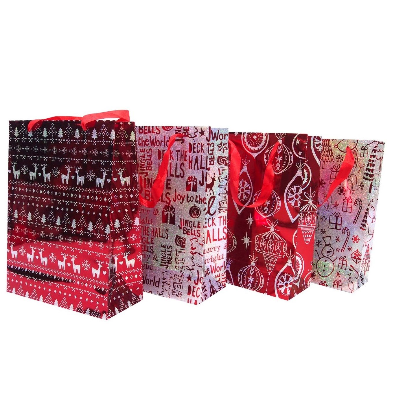 Túi quà màu đỏ/ bạc 4 chiều cỡ nhỏ 4 loại