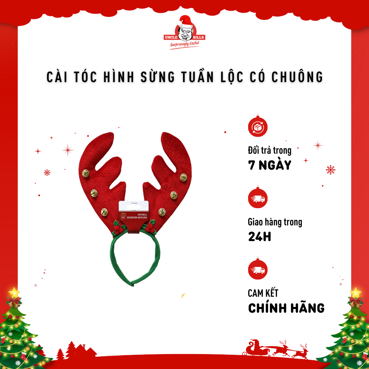 Cài tóc hình sừng tuần lộc có chuông UBL XB1438