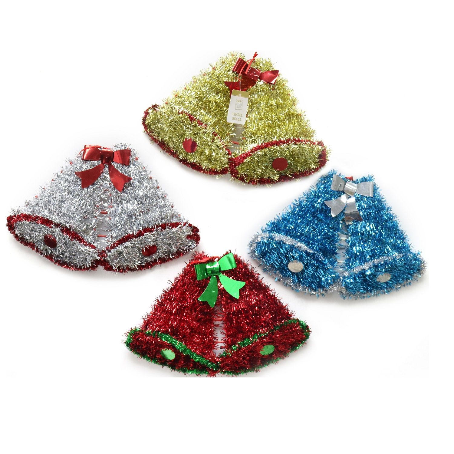 TINSEL TWIN BELL 36x23cm 4asst Uncle Bills XB2769
