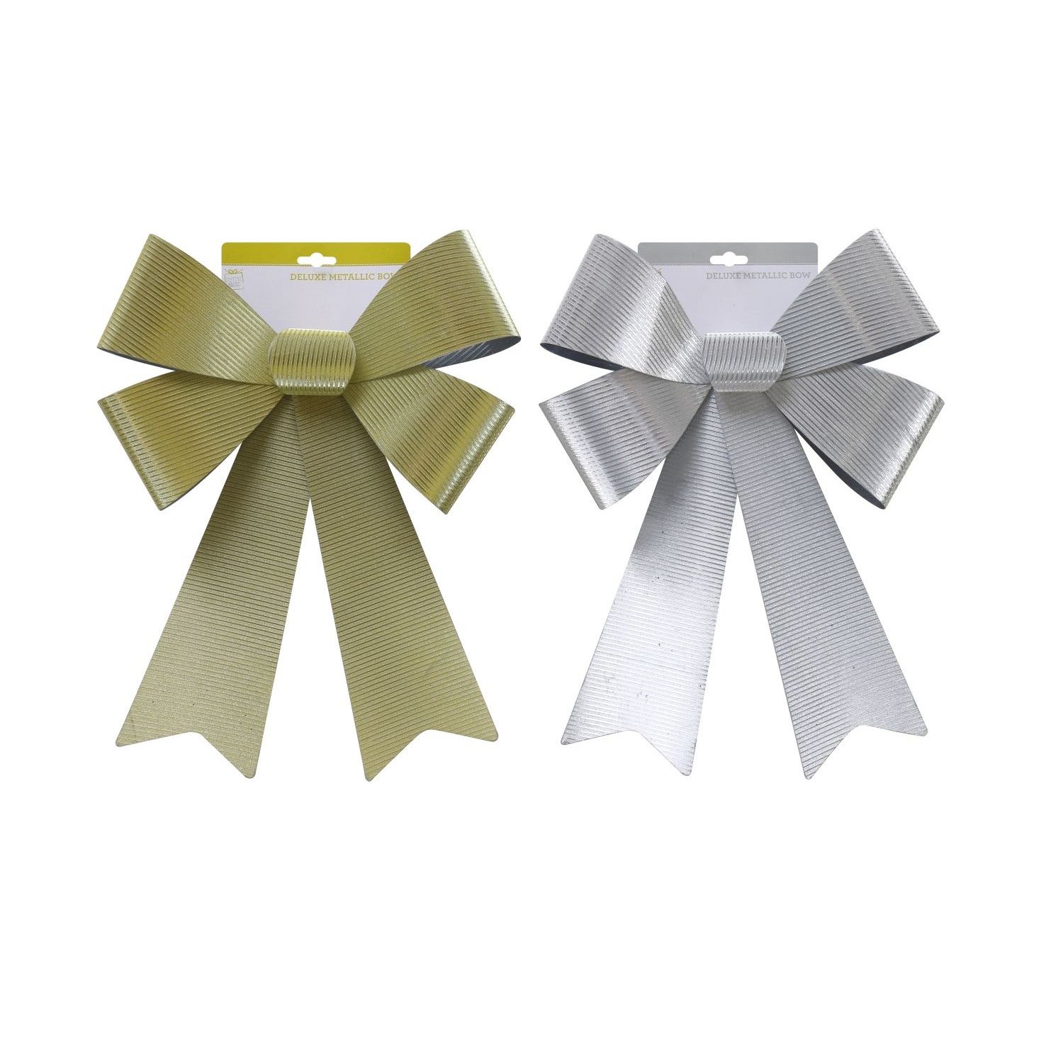 DELUXE STRIPES BOW GOLD/SILVER 44x30cm 2asst Uncle Bills XB2844