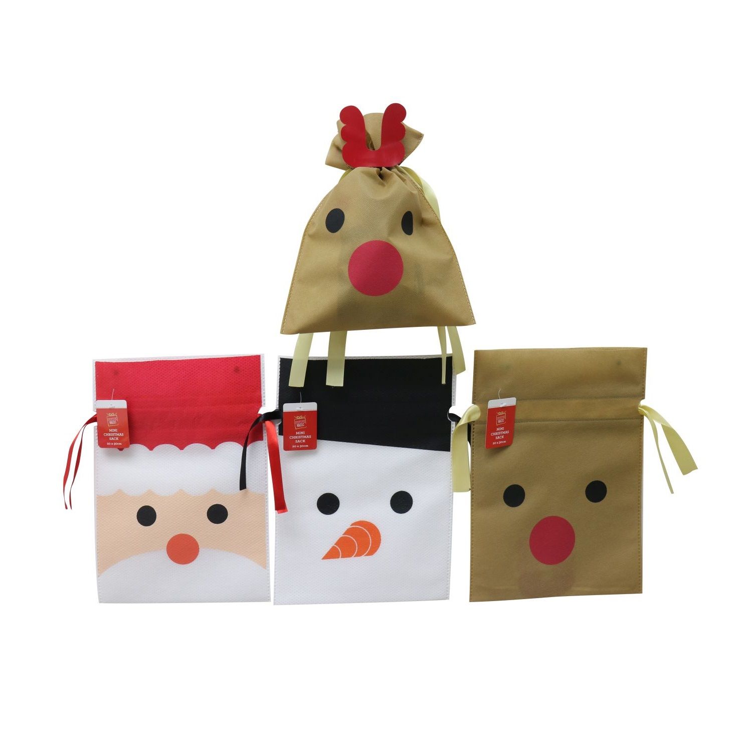 CHARACTER NON-WOVEN MINI SACK 20x30cm 3asst Uncle Bills XB2955