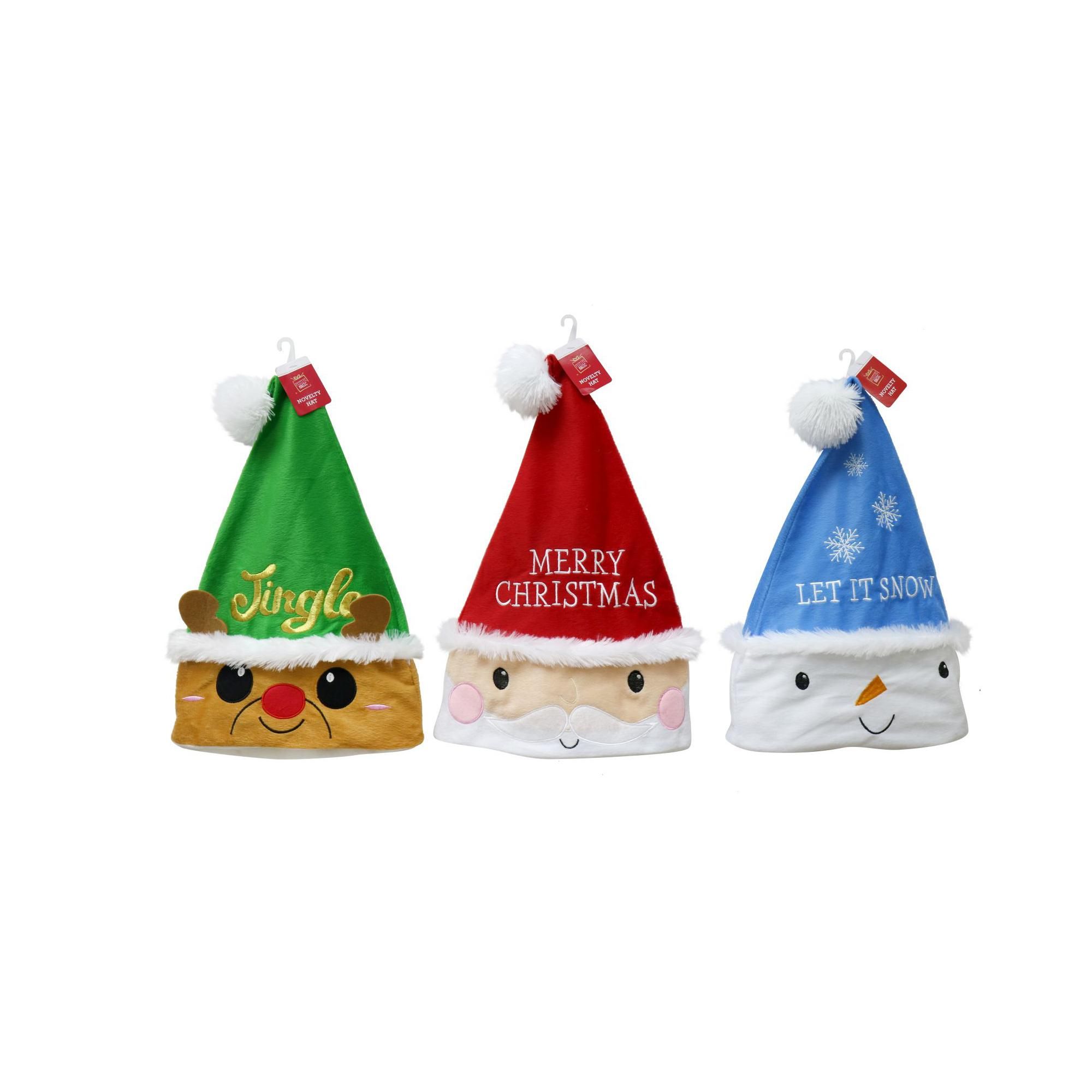 XMAS CHARACTER HAT EMB 3asst Uncle Bills XB2999