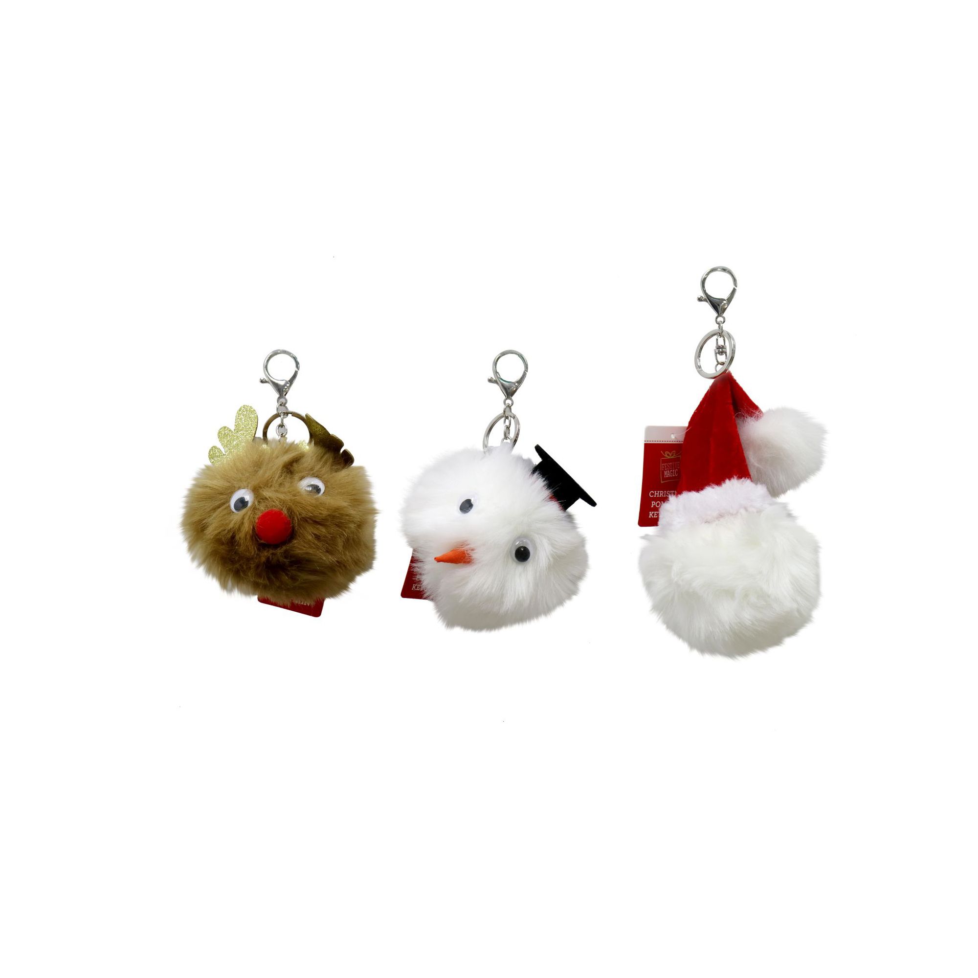 CHARACTER POM POM KEYCHAIN 3asst Uncle Bills XB3124