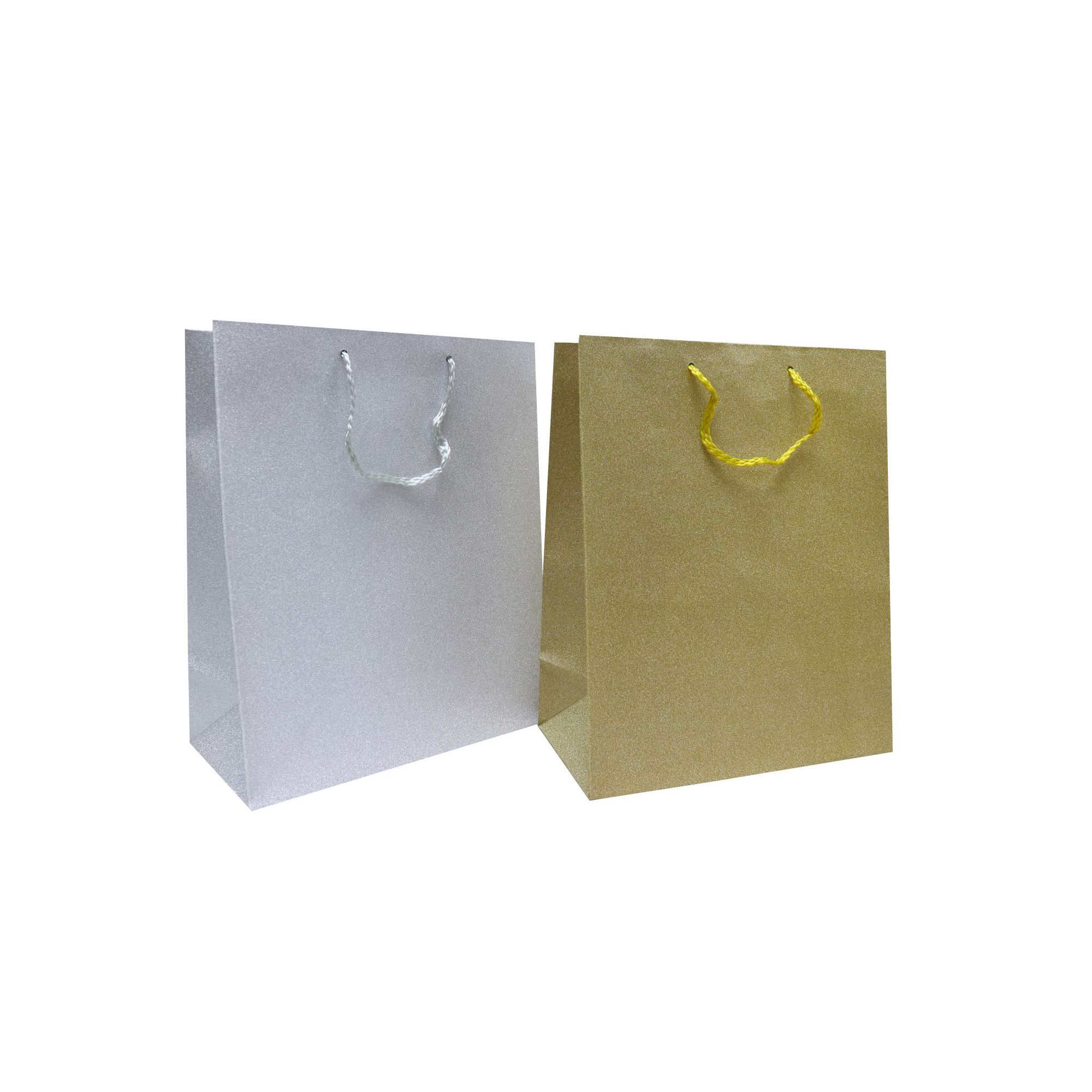 LUXURY GLITTER GIFTBAG LGE GOLD/SILVER 2asst Uncle Bills XB3210