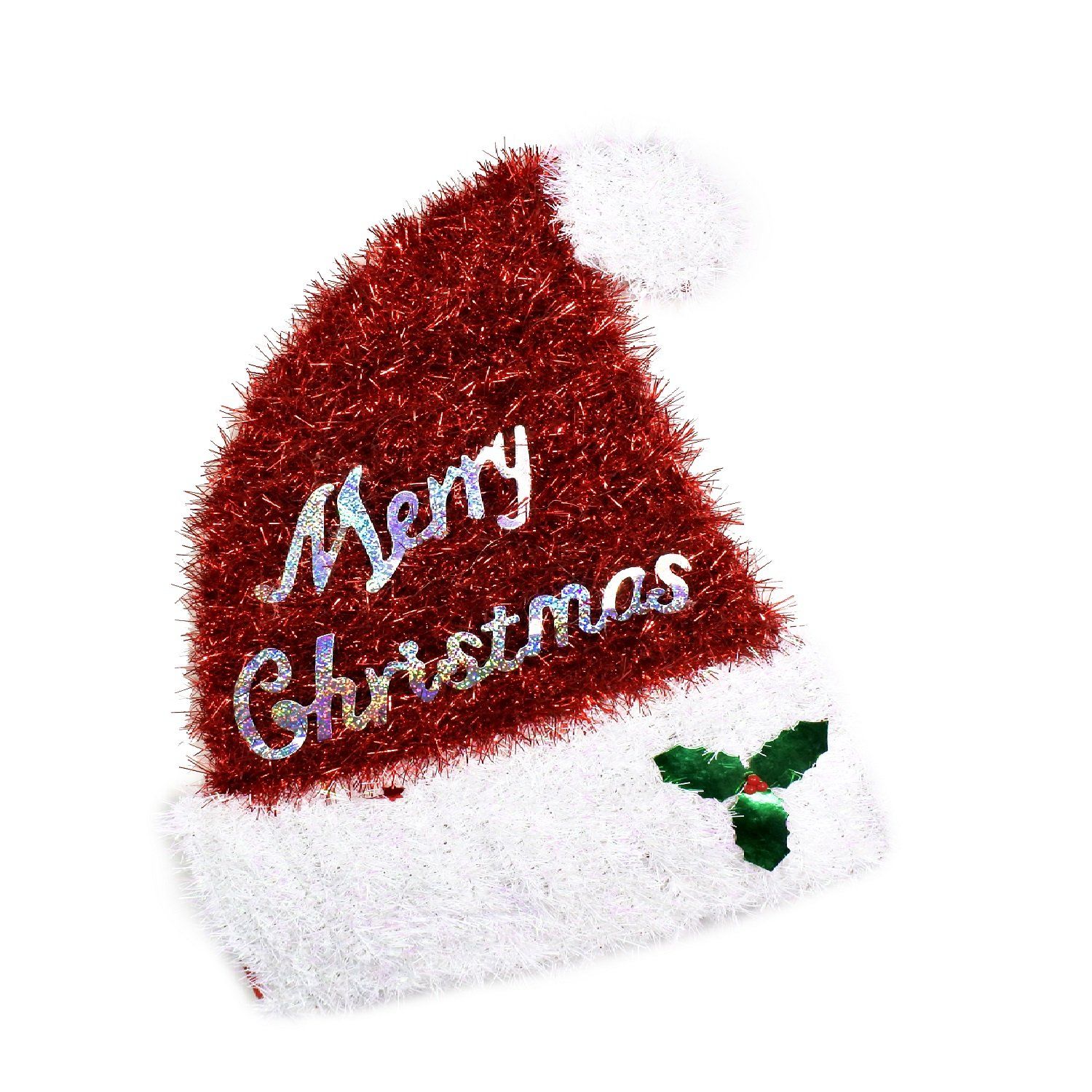 PLAQUE TINSEL SANTA HAT MERRY CHRISTMAS Uncle Bills XB4069