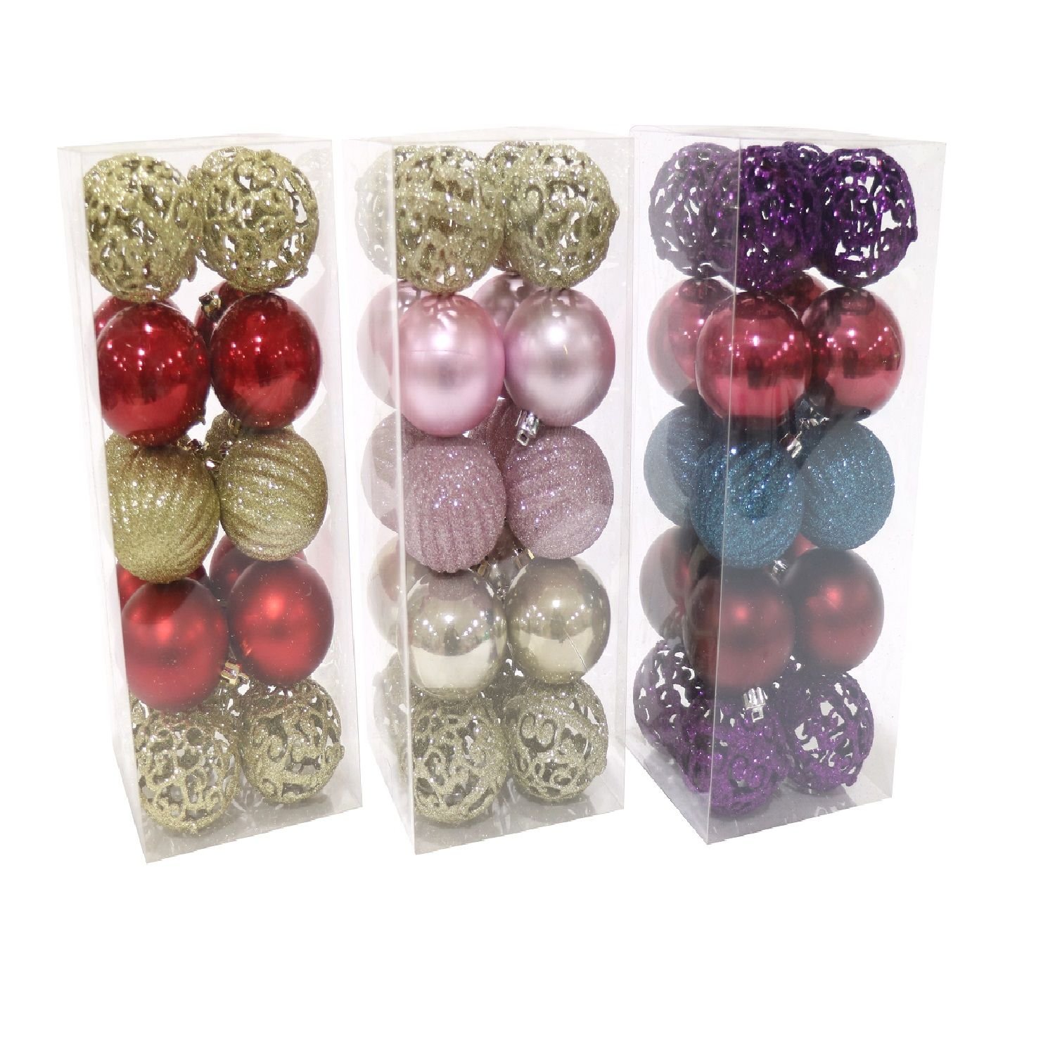 BAUBLES LUXURY MIXED COLOURS 60mm 20pc 3asst Uncle Bills XB4117