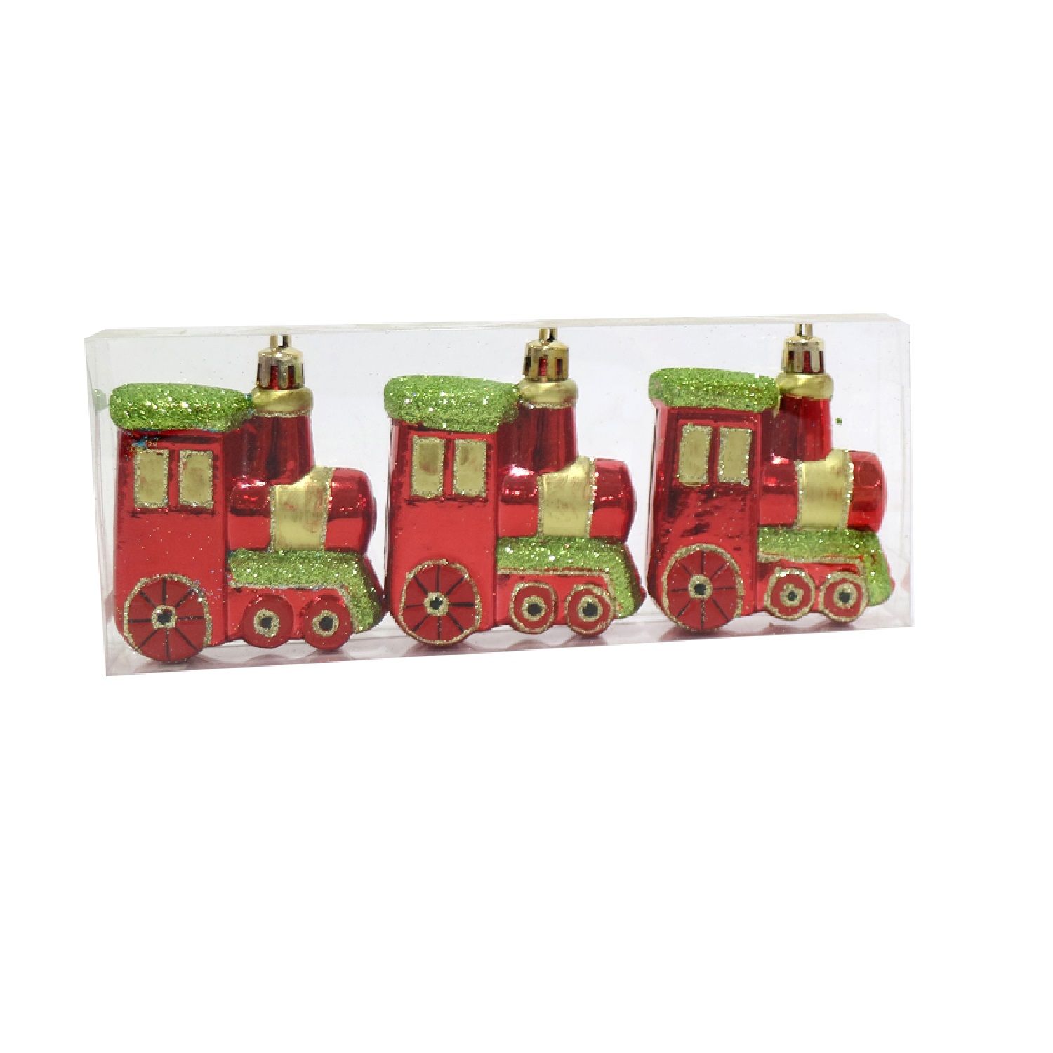 DECO GLITT TRAIN 7.5cm 3pc Uncle Bills XB4120