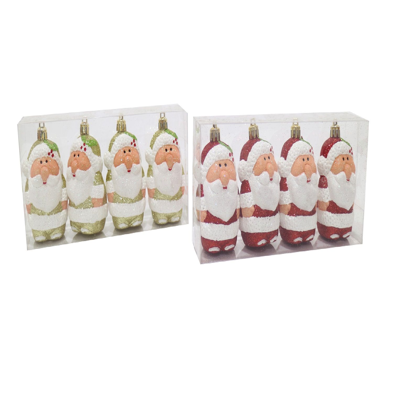 DECO GLITT SANTA 9cm 4pc Uncle Bills XB4121