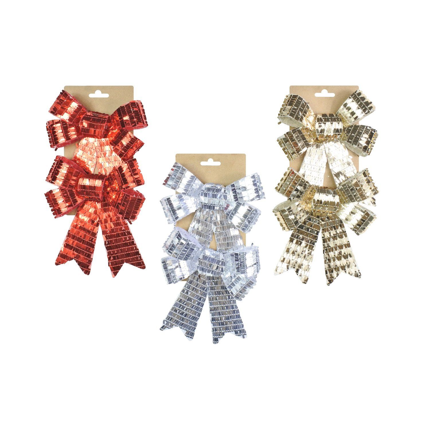 SEQUINS BOW 14x18cm 2 PACK 3asst Uncle Bills XB4137