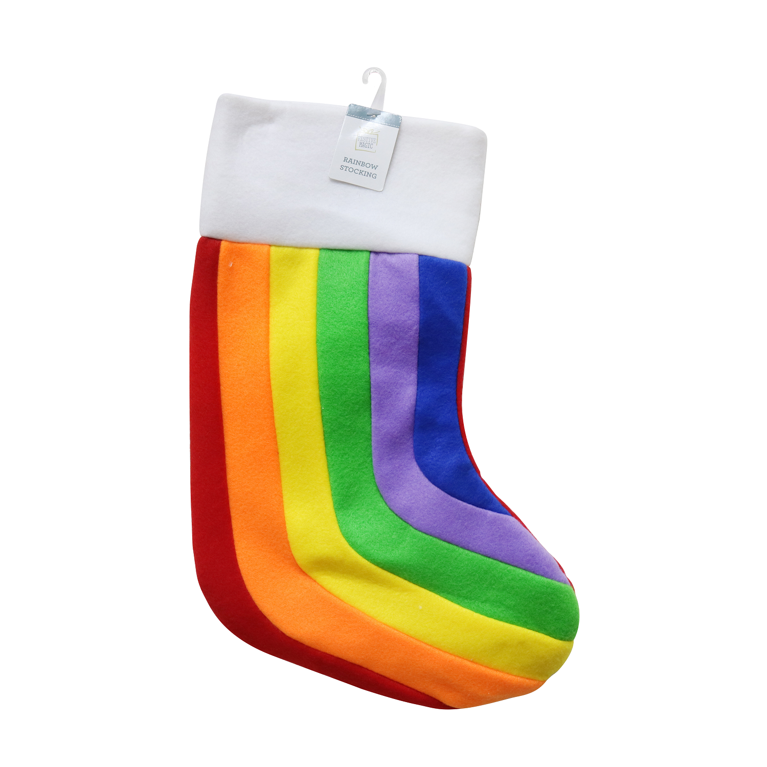 STOCKING RAINBOW STRIPED FLEECE 43cm Uncle Bills XB4159