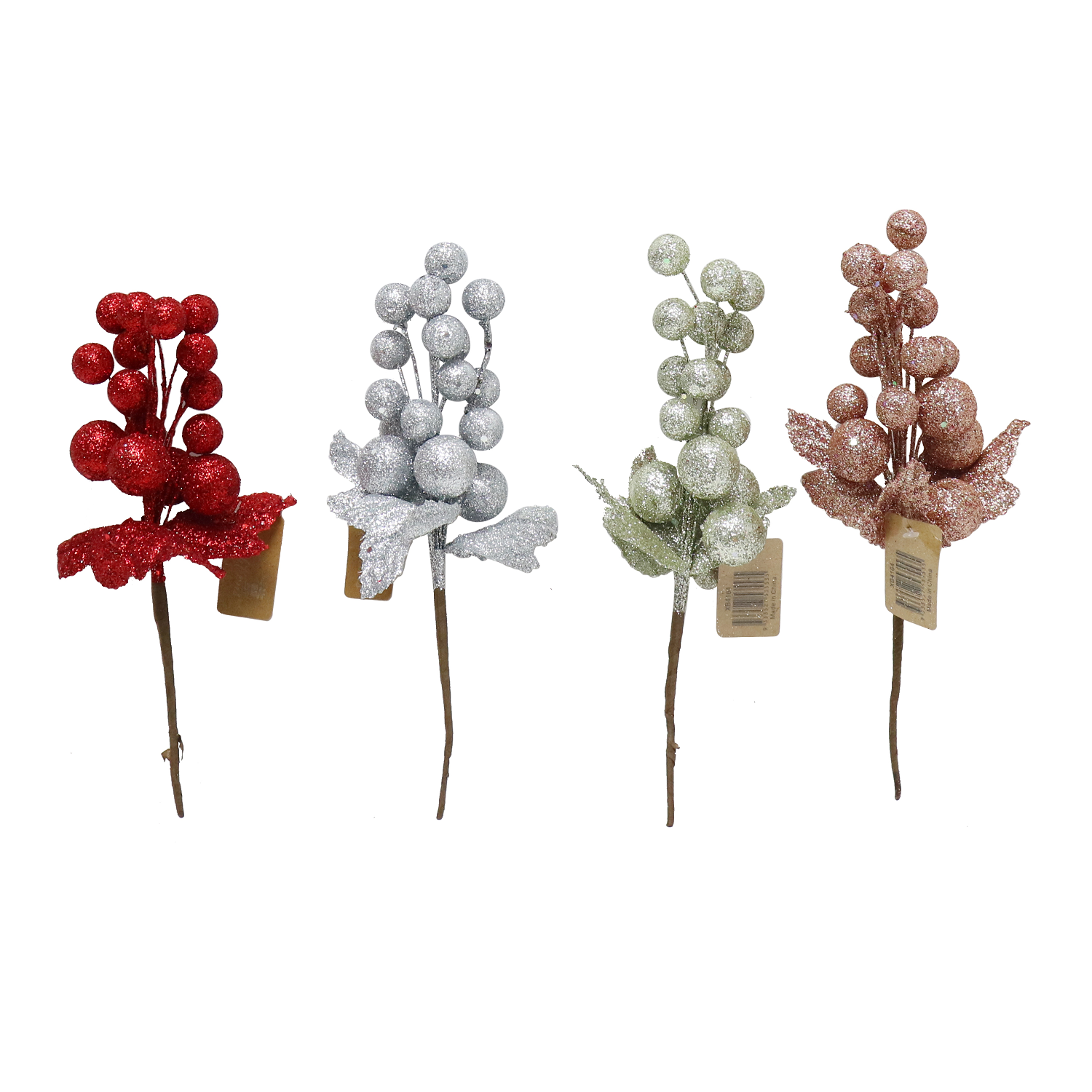 BERRY PICK BUNCH W/LEAVES GLIT 4asst Uncle Bills XB4164