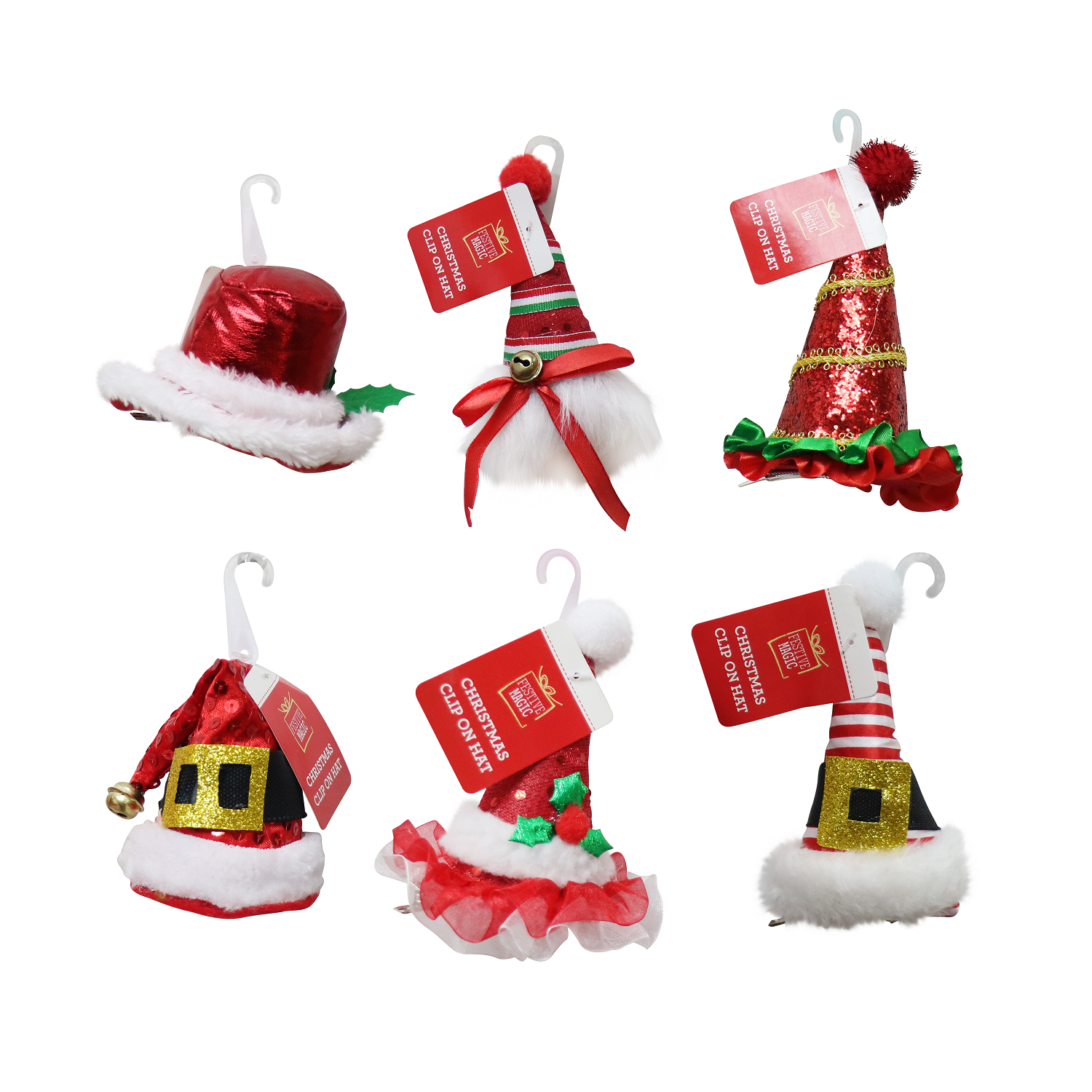 CHRISTMAS CLIP ON HAT MEGA-MIX 6asst Uncle Bills XB4415