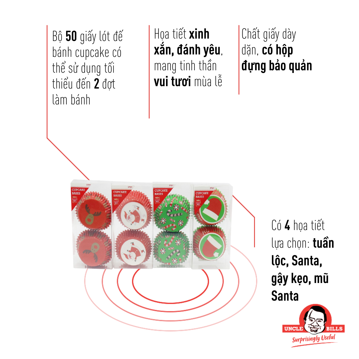 Giấy Lót Bánh Cupcake Xmas UBL XB4466 Trang Trí Giáng Sinh