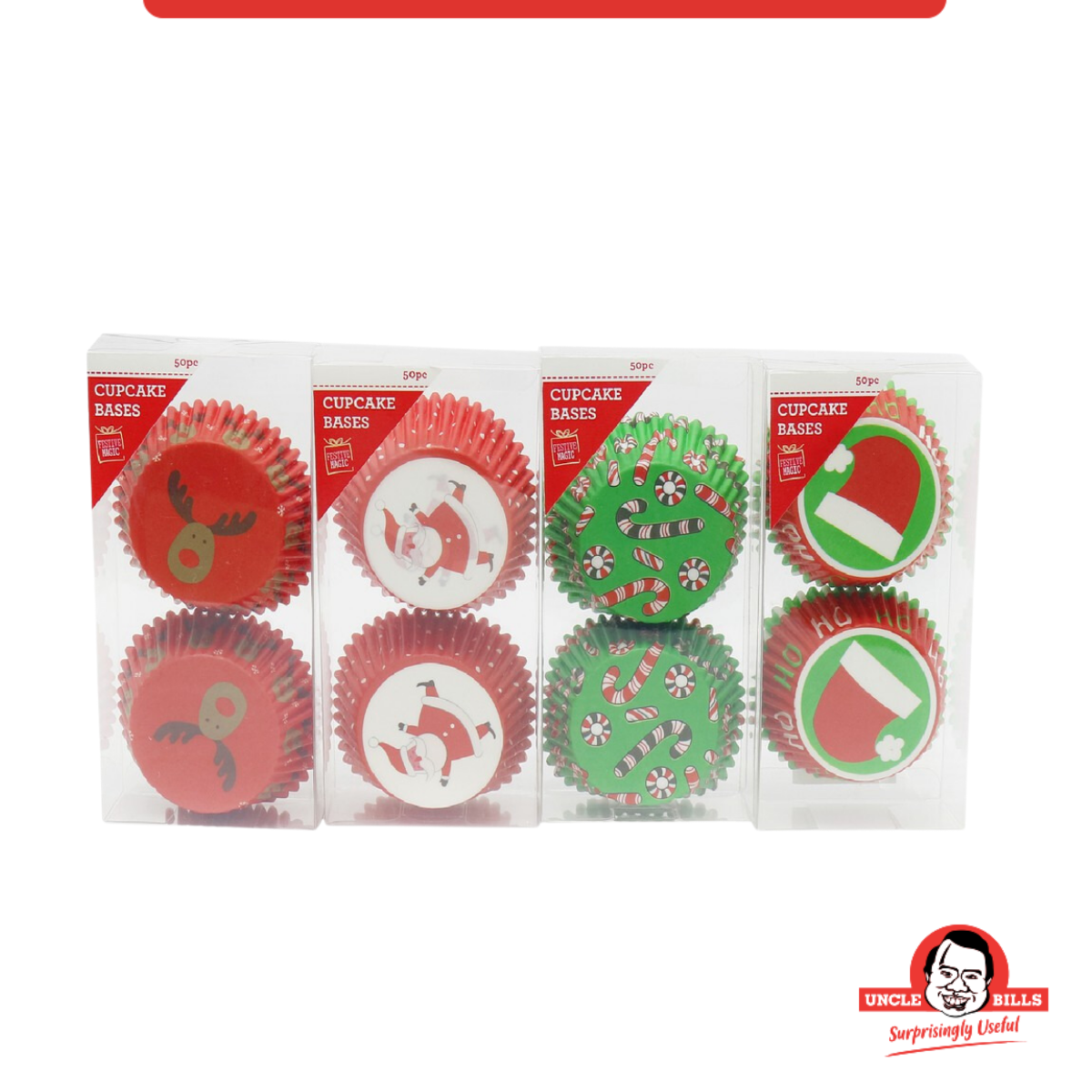 XMAS CUPCAKE WRAPPER 50pc 4asst SRT Uncle Bills XB4466