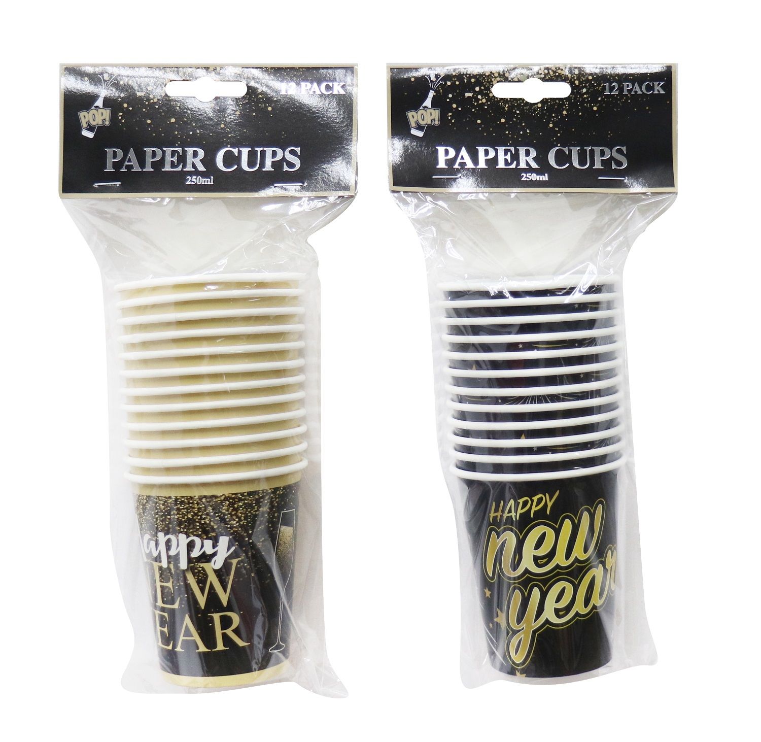 CUPS NEW YEARS 12pk 250ml 2asst Uncle Bills XB4518