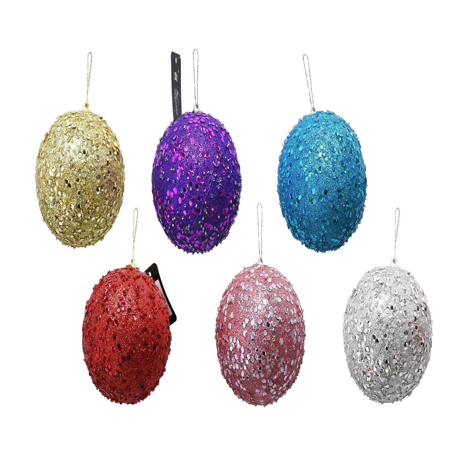 DECO SEQUIN BAUBLE 6 COLS 10cm Uncle Bills XB4543