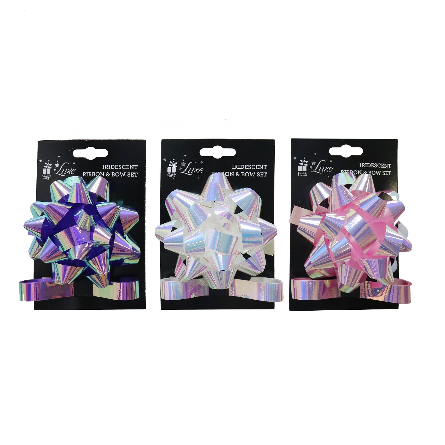 GIFT BOW & RIBBON IRIDESCENT 2m 3asst Uncle Bills XB4603