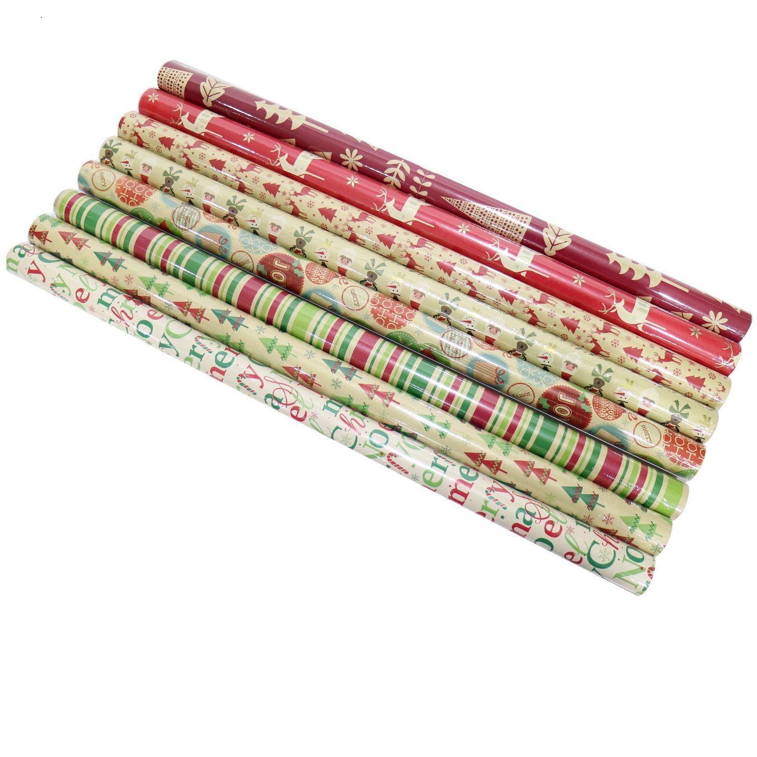 WRAPPING PAPER KRAFT PRINTED 70cm x 4m 8asst Uncle Bills XB4626