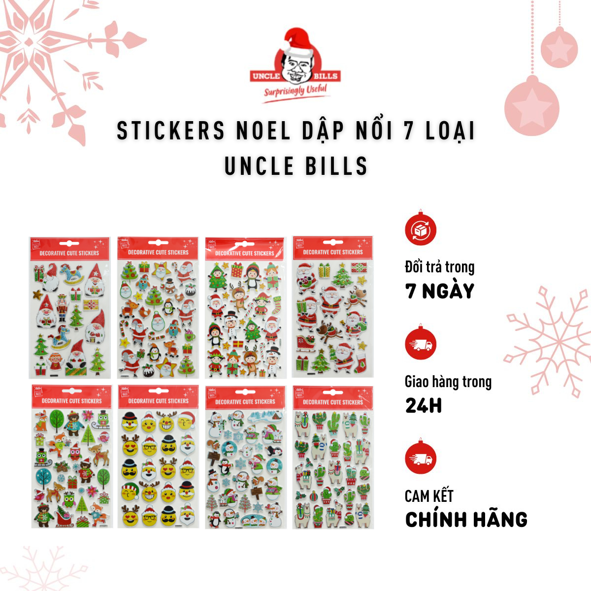 Sticker Dập Nổi Họa Tiết Giáng Sinh Uncle Bills XB4797 (Giao Ngẫu Nhiên)