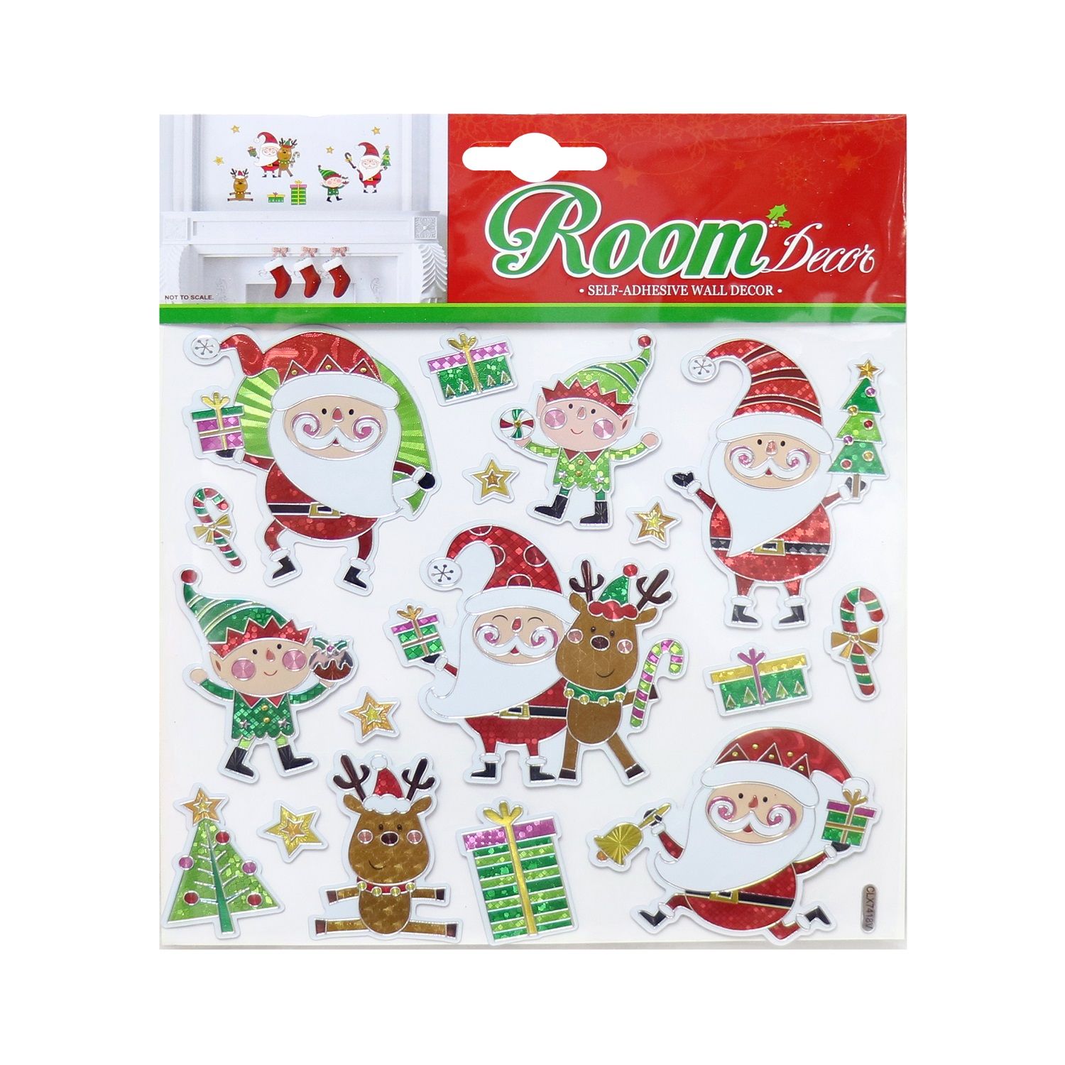 STICKERS METALLIC SANTA/ELF/REINDEER SET Uncle Bills XB4799