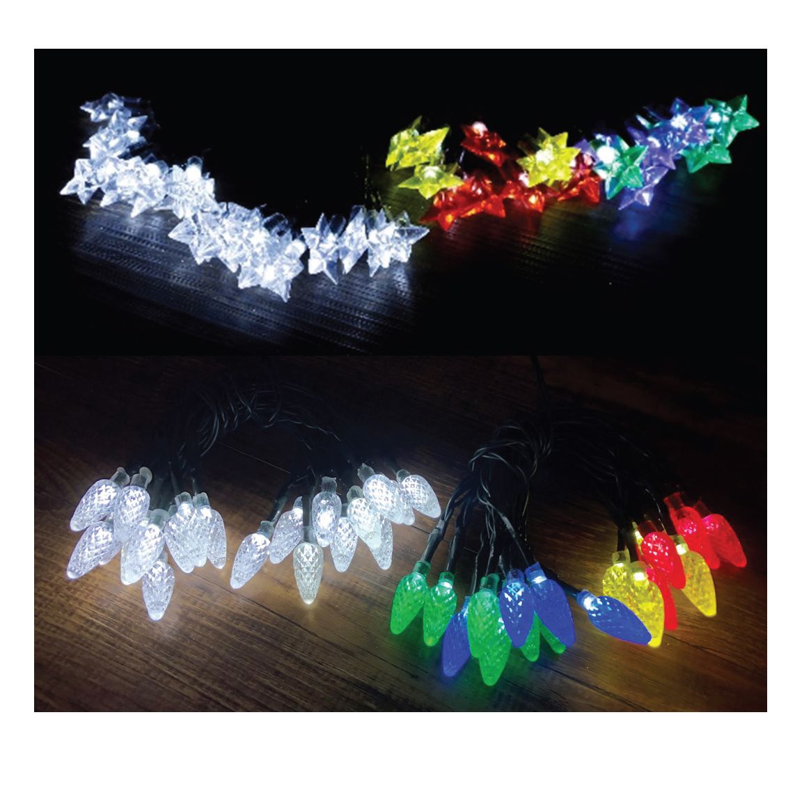 LED STAR/PINECONE DECO LIGHTS 20pc 4asst Uncle Bills XB4889