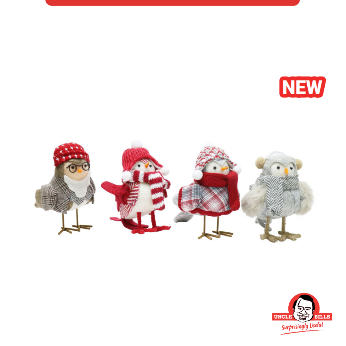 Mô hình chim đội mũ len trang trí Giáng Sinh Uncle Bills XD0350