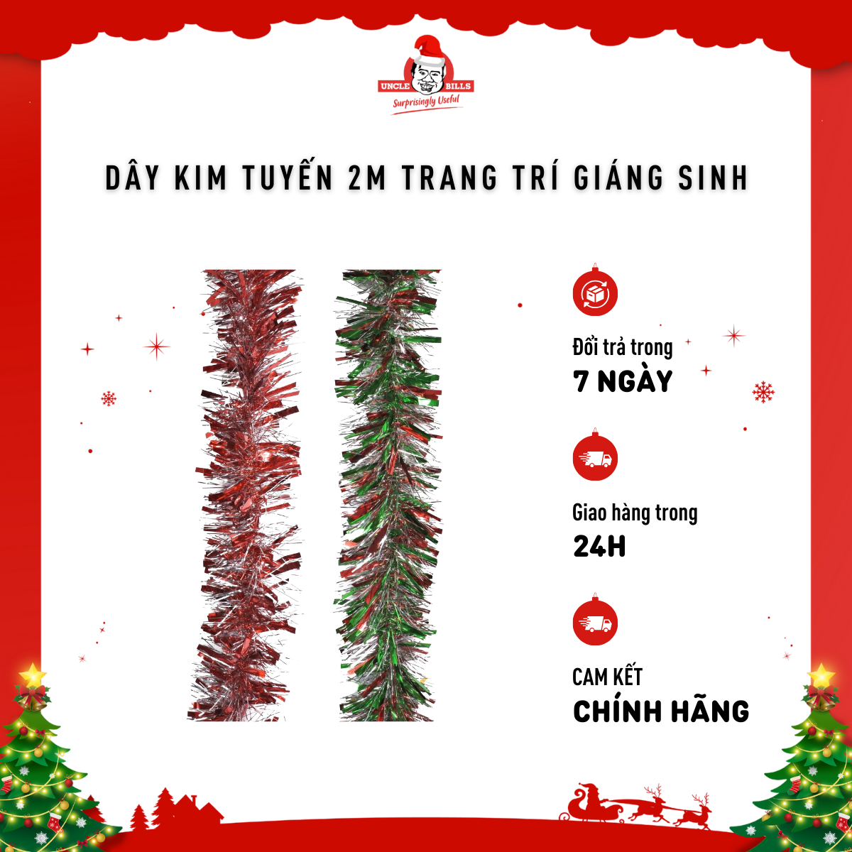 Dây Kim Tuyến 2M Giáng Sinh Nhiều Loại Trang Trí Giáng Sinh Uncle Bills XD0450