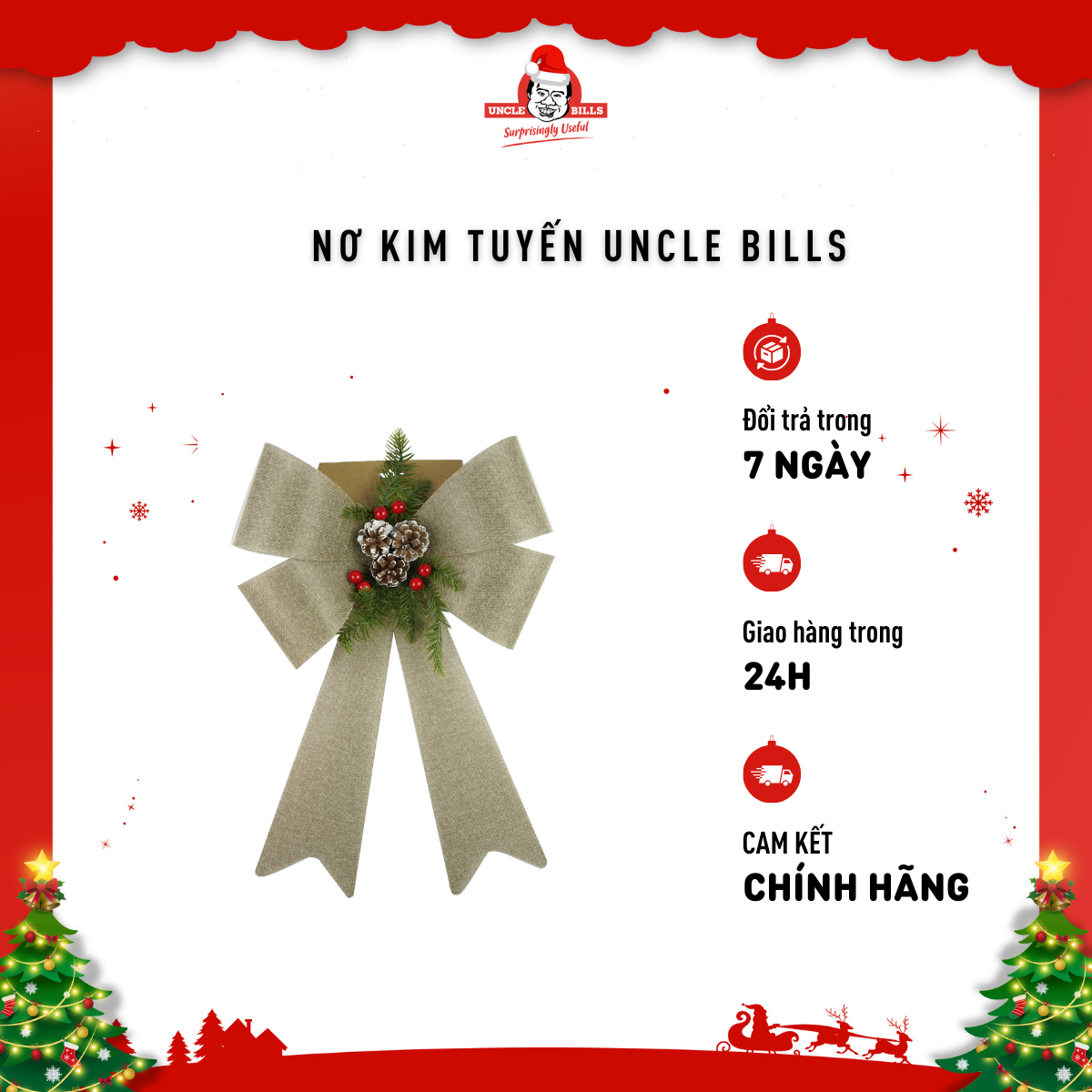 Nơ Kim Tuyến 38X50Cm Uncle Bills XD0941