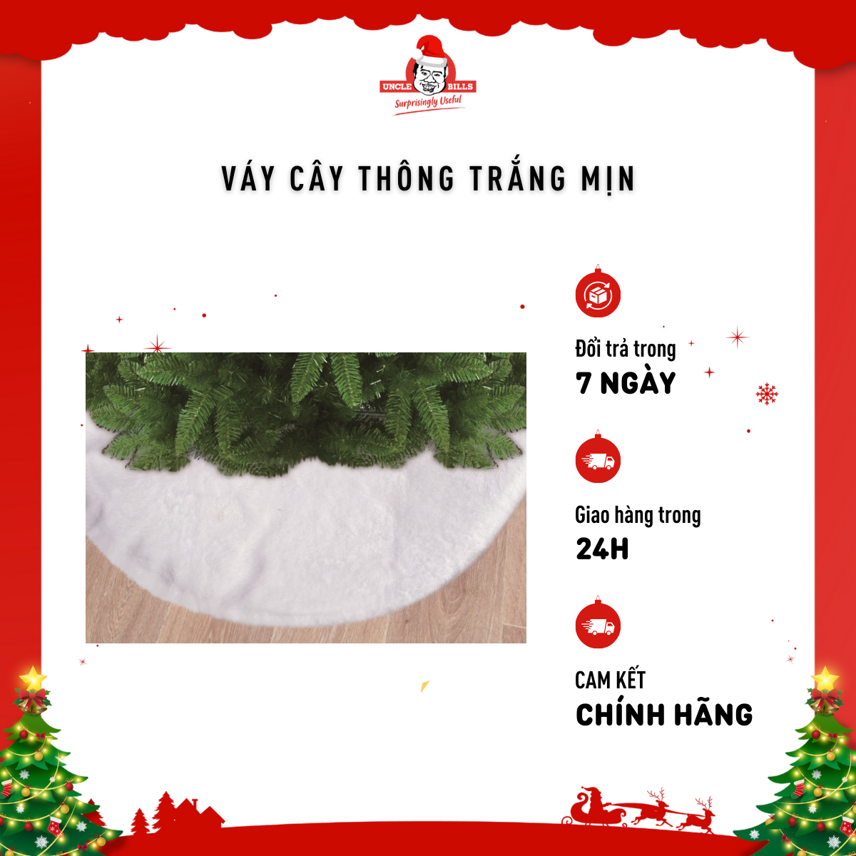 Váy cây thông giáng sinh trắng mịn Uncle Bills XD1333