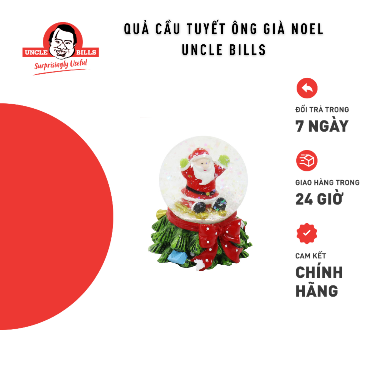 Quả Cầu Tuyết Ông Già Noel 45Mm Uncle Bills XD1582