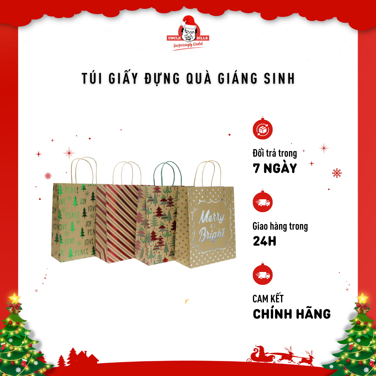 Túi Quà Bạc Giấy Kraft - Lớn Uncle Bills XP0111