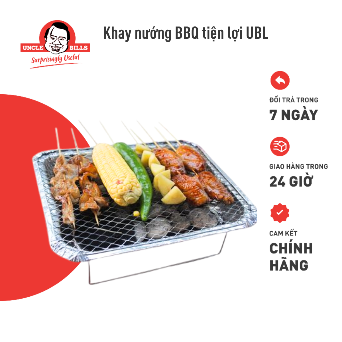 Khay Than Nướng BBQ Tiện Dụng Dùng 1 Lần Bao Gồm Khay + Than + Đế Uncle Bills YH-B05-S