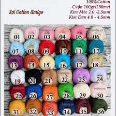 Sợi Cotton Amigo đan móc áo, khăn len, quần áo trẻ em và thú bông phù hợp với mọi dự án thủ công.