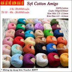 Sợi Cotton Amigo dùng đan móc áo, khăn len, quần áo trẻ em, đan móc thú bông Sản xuất tại Việt Nam