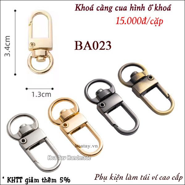 Khoá càng cua cao cấp hình ổ khoá BA023 - Hoa Tay Handmade