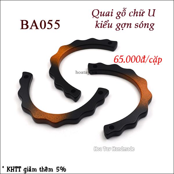 Quai gỗ túi xách hình chữ U vành gợn sóng BA055